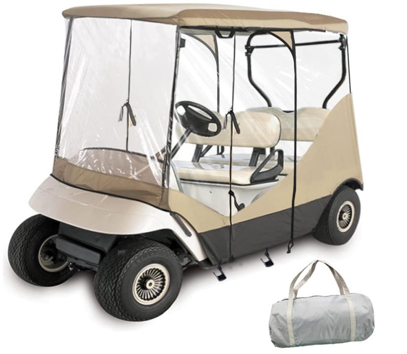 4 Passenger Golf Cart Cover, Golf Cart Rain Cover 4-Side Curtains Transparent Window