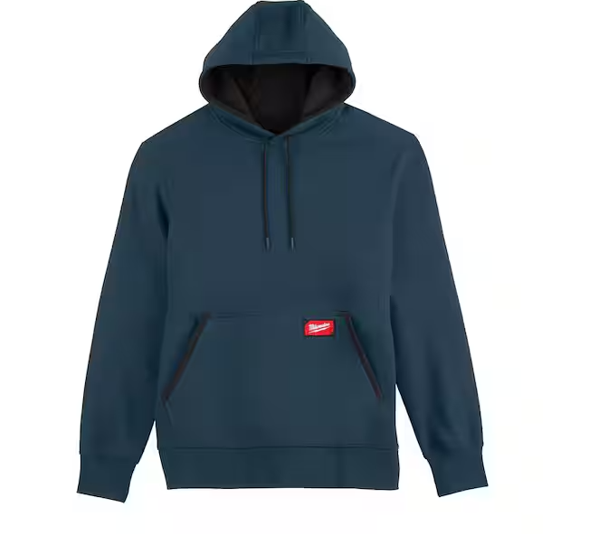 Men's Large Blue Midweight Cotton/Polyester Long-Sleeve Pullover Hoodie