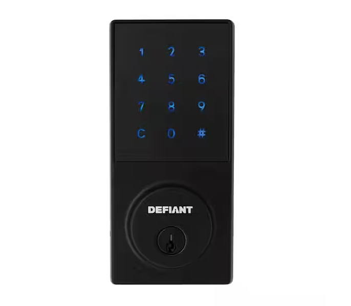 Defiant Slim Matte Black Electronic Touchpad Deadbolt