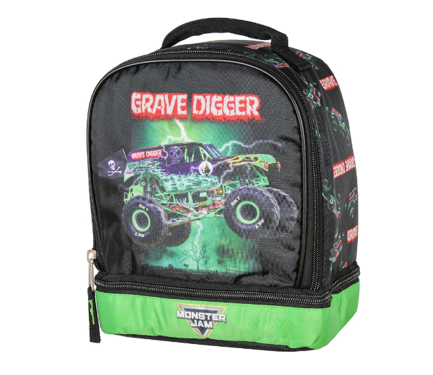 Monster Jam Grave Digger Monster Truck Dual Compartment Lunch Bag Luch Box