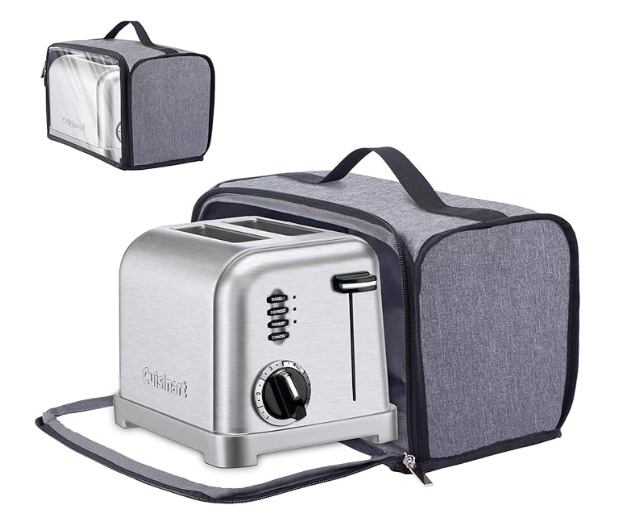 Toaster Cover with Base for 2 Slice Wide Slot Zipper Closure (Cover Only)
