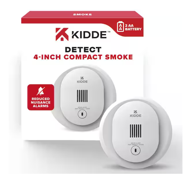 Kidde Compact 4 in. Battery Powered Smoke Detector with Photoelectric Sensor 21031428