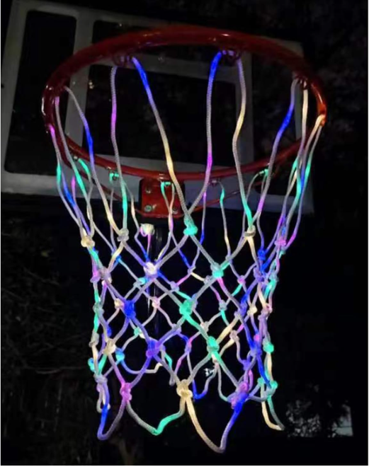 Lighted Basketball Net - Solar Powered LED Glow in The Dark Hoop Net with 8 Light Modes