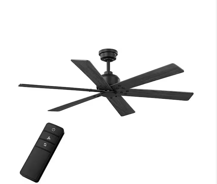 HDC Cortaine 54 in. Indoor/Outdoor Matte Black Ceiling Fan with DC Motor and Remote Control Included