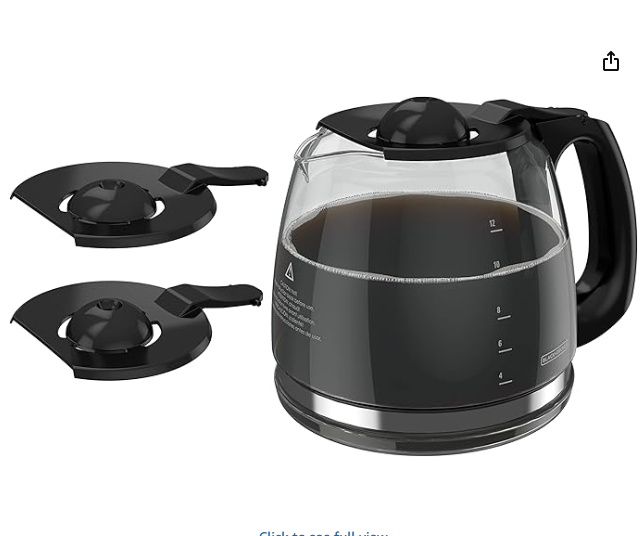 12-Cup Replacement Carafe, GC3100B, Duralife Glass, Dishwasher-Safe, 2 Extra Lids