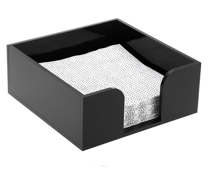Sumnacon Square Acrylic Napkin Holder - Stylish Black Cocktail Napkin Holder