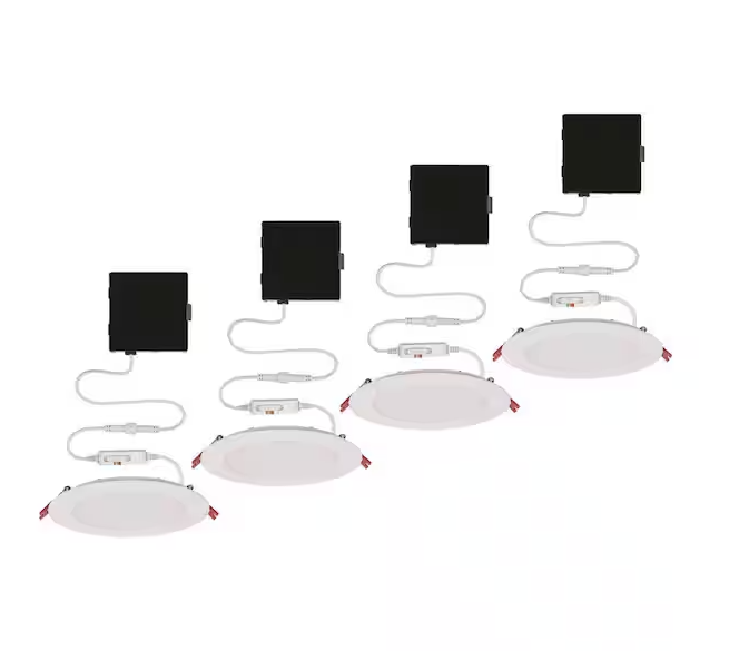 CE Premium Series 6 in. LED, 2-Level Lumen Select, Ultraslim Canless Recessed Light, Adjustable CCT (4-Pack)