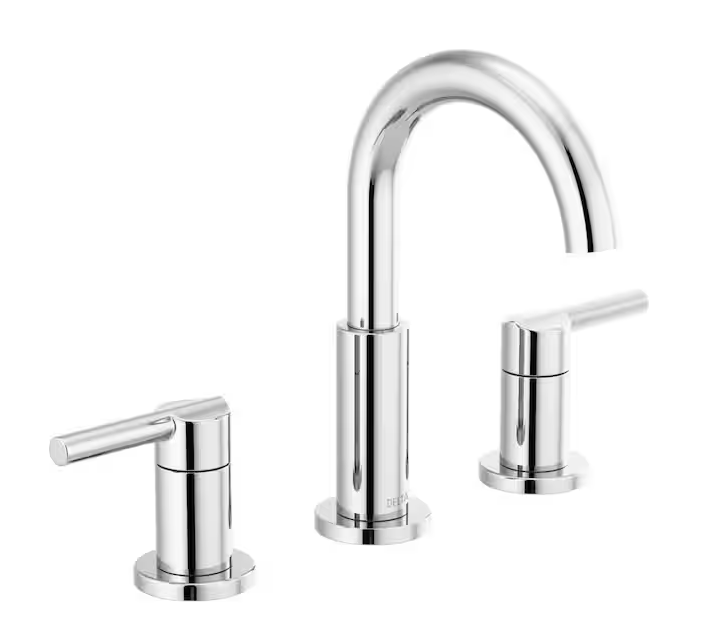 Delta Nicoli J-Spout 8 in. Widespread 2-Handle Bathroom Faucet in Chrome
