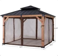 Aoodor 10 ft. x 12 ft. Universal Replacement Mosquito Netting for Patio Gazebos with Zippers (Mosquito Net Only) - Brown