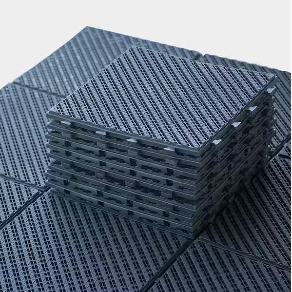 Interlocking Patio Tile, Dark Gray 12 in. L x 12 in. W (9-Pack)