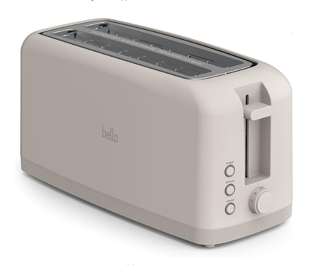 bella 4 Slice Slim Toaster,6 Setting Shade Control, Oatmilk