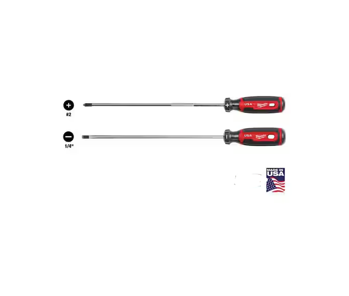 10 in. #2 Phillips/ Flat Screwdriver with Cushion Grip with 10 in. 1/4 in