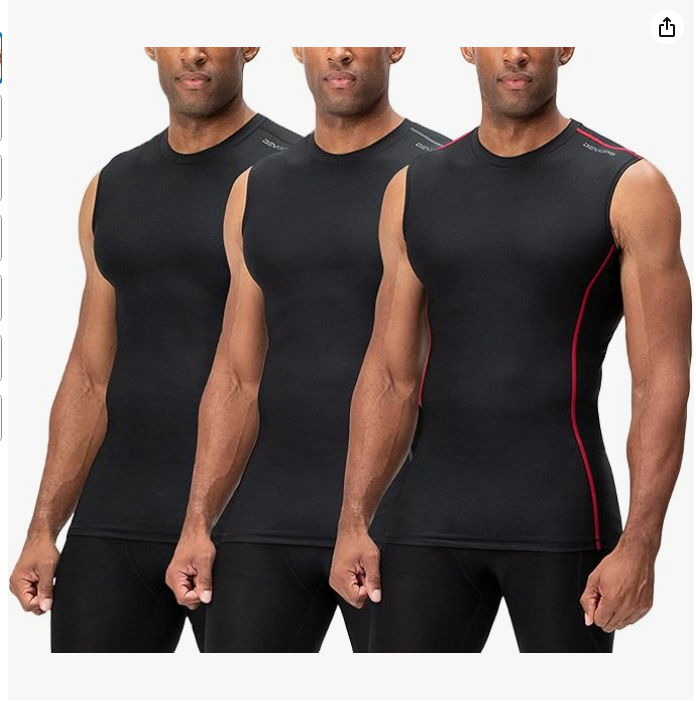 DEVOPS 3 Pack Men's Athletic Compression Shirts Sleeveless