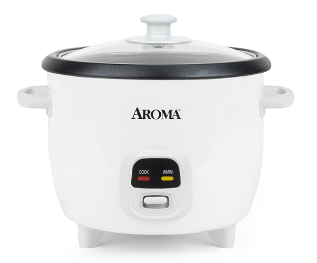 Rice Cooker, 3-Cup (Uncooked),6-Cup (Cooked) 1.5 Qt White