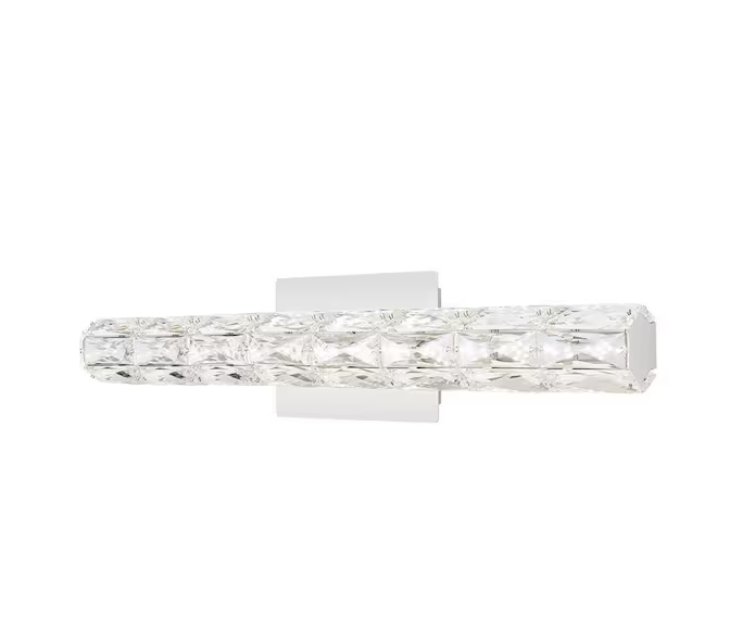 Keighley 24 in. Integrated LED Chrome Bathroom Vanity Light Fixture with Crystal Shade