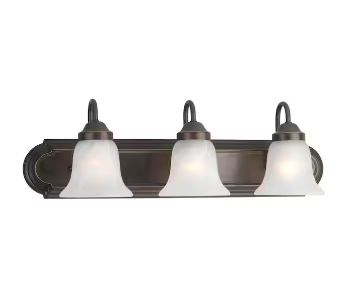 Progress Lighting Solvang 24 in. 3-Light Antique Bronze Traditional Bathroom Vanity Light with Alabaster Glass