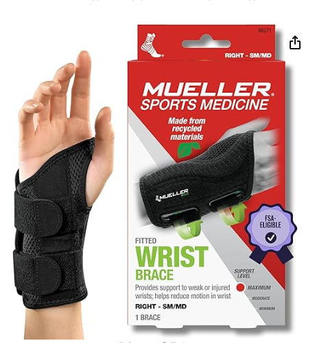 Sports Medicine Green Fitted Wrist Brace, Wrist Pain Relief Support Black, Large/X-Large