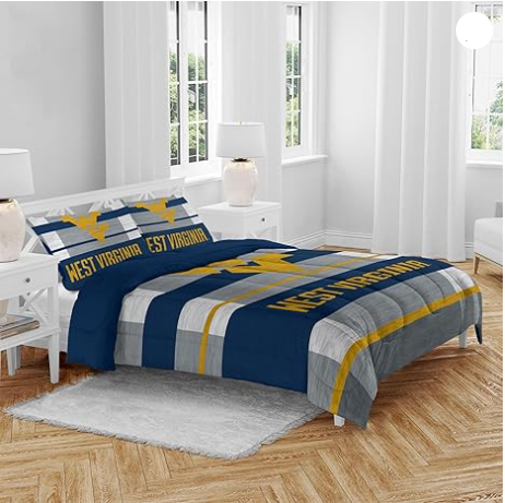 Pegasus Sports NCAA West Virginia Mountaineers Heather Stripe 3 PC Queen Bed Set