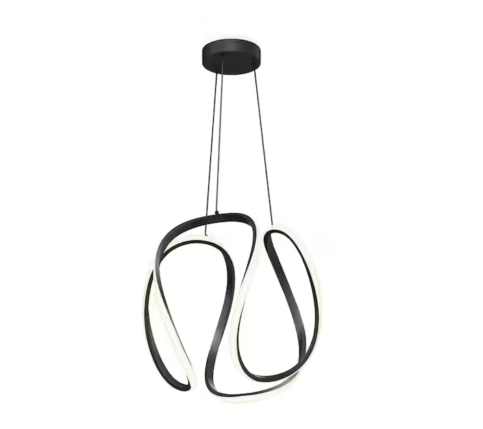 Artika Vivaldi Big 25-Watt 1 Light Black Modern 5 CCT Integrated LED Pendant Light Fixture for Dining Room or Kitchen