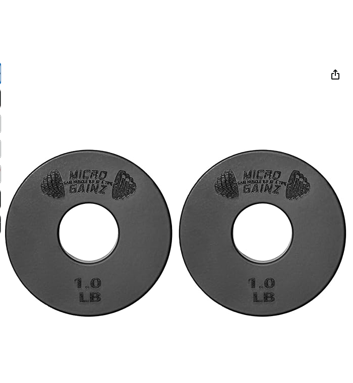 Micro Gainz Standard 1-Inch Center Hole Weight Plates, Set of 2 Black