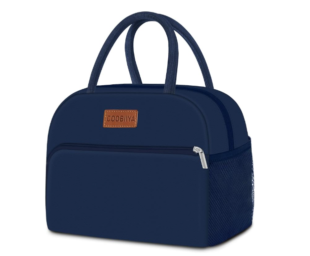 Lunch Bag for Men and Women - Navy Blue/Aluminum, 10.8" x 6.3" x 8.85"