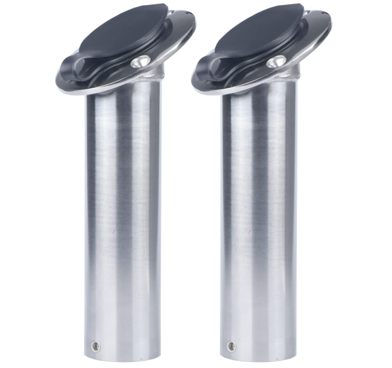 2Pcs Stainless Steel Fishing Rod Holders for Boat, 15 Degree