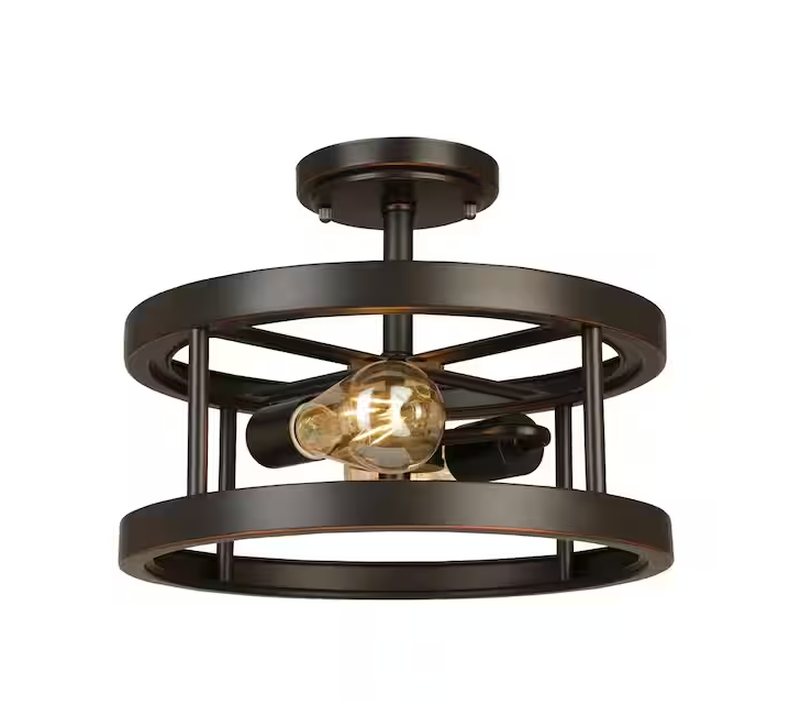 Moreland 13 in. 2-Light Oil-Rubbed Bronze Semi-Flush Mount
