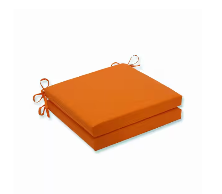Solid 20 in. x 20 in. Outdoor Dining Chair Cushion in Orange (Set of 2)