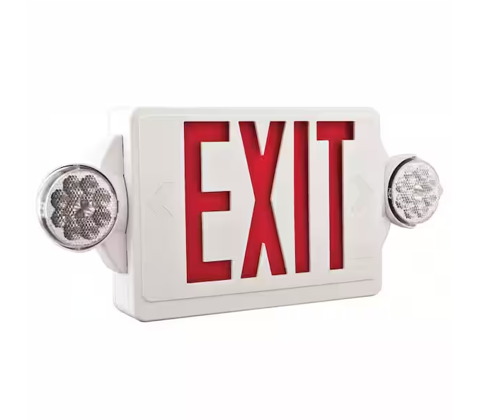 Contractor Select LHQM Series 120/277-Volt Integrated LED White and Red Exit Emergency Combo W/9.6V BTRY