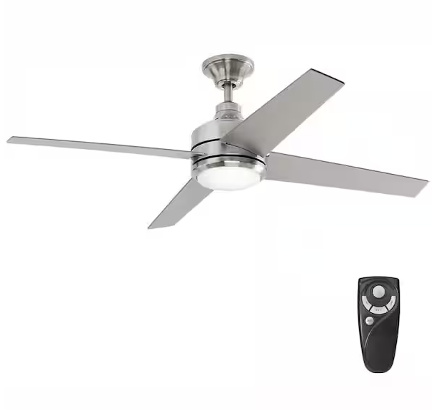 Mercer 52 in. LED Indoor Brushed Nickel Ceiling Fan with Light Kit and Remote Control