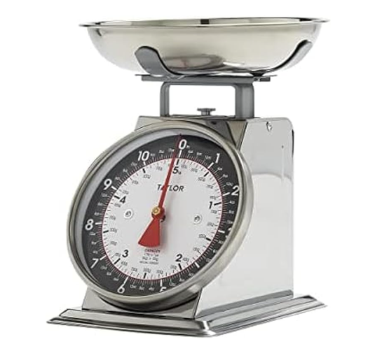 Taylor Mechanical Kitchen Food Scale with Bowl, Weighs Up to 11lbs
