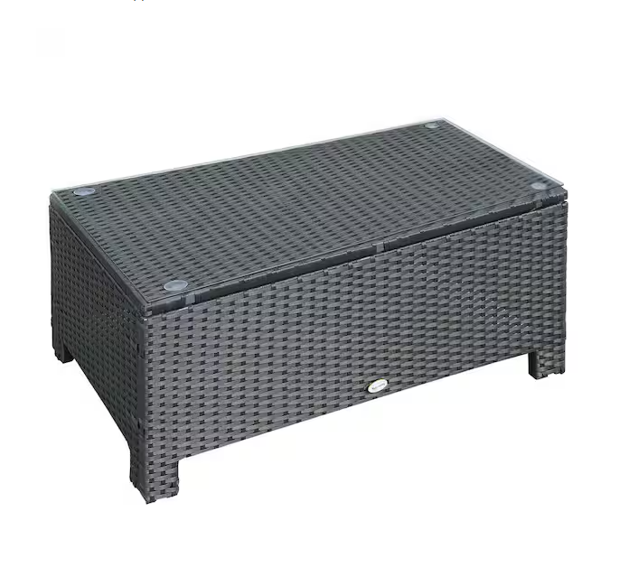Outsunny Hand-Woven PE Rattan Wicker Outdoor Coffee Table