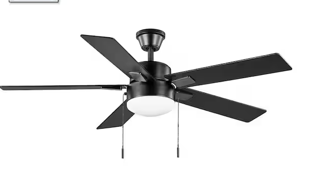 52 in. Corwin Indoor/Outdoor Matte Black LED Ceiling Fan with Light Kit