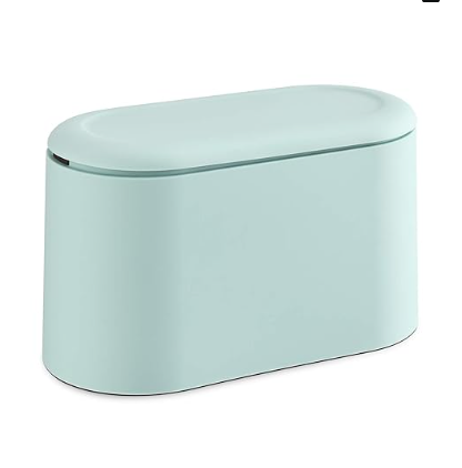 SUBEKYU 0.4 Gal Mini Countertop Trash Can with Lid for Desktop, Teal