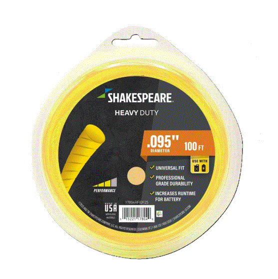 0.095" x 100' Heavy Duty String Trimmer Line - Yellow, Round-Shaped