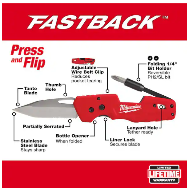 FASTBACK 5- in-1 Folding Knife with 3 in. Blade