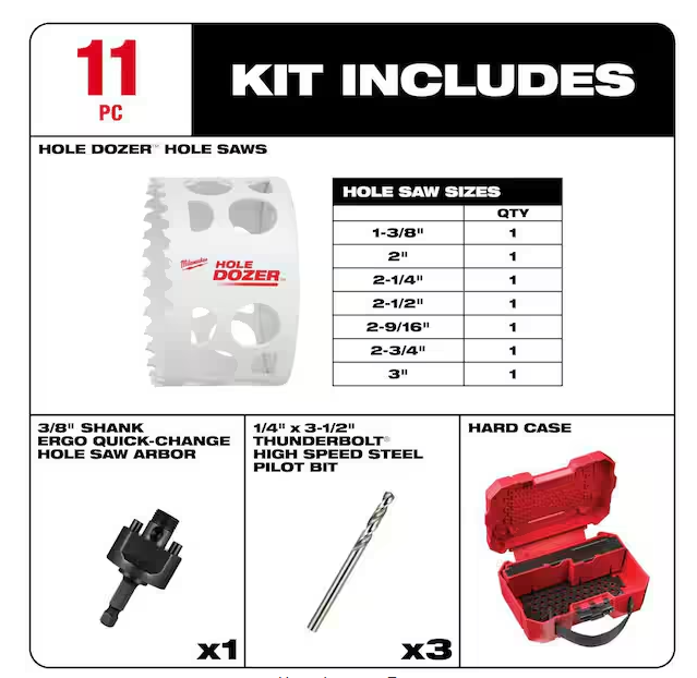 Hole Dozer General Purpose Bi-Metal Hole Saw Set (11-Piece)