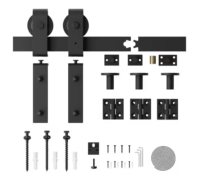 3.3 ft./39.6 in. Frosted Black Bi-Folding Sliding Barn Door Hardware Track Kit for Double Doors