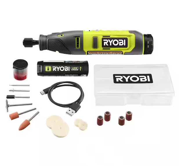 USB Lithium Rotary Tool Kit with 2.0 Ah USB Lithium Battery and Charging Cable