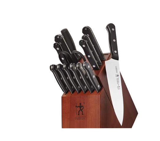Henckels Solution 15 pc Knife Set, Razor-Sharp, German Engineered, Brown