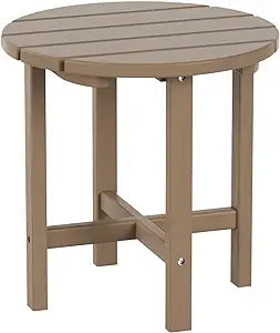 Westin Outdoor Mason 18 in. Weathered Wood Poly Plastic Fade Resistant Outdoor Patio Round Adirondack Side Table