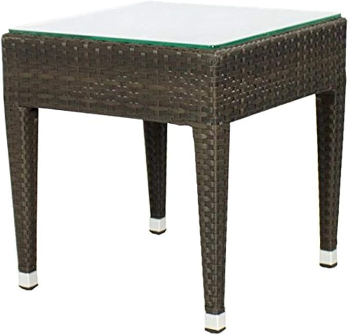 Noble House Savanna Multi Brown Square Faux Rattan Outdoor Patio Accent Table