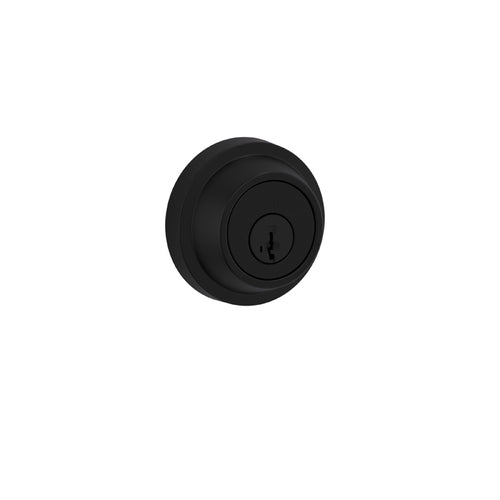 Kwikset Round Matte Black Single Cylinder Deadbolt Featuring SmartKey Security