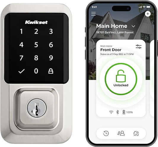 Kwikset HALO Satin Nickel Single-Cylinder Keypad Electronic Smart Lock Deadbolt Featuring SmartKey, Touchscreen and WiFi