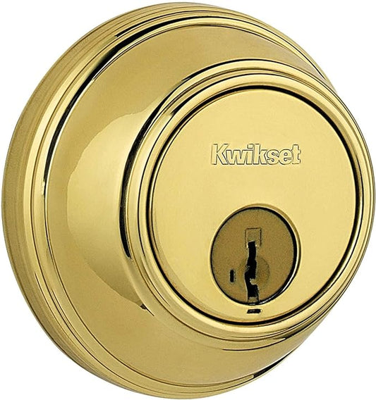 Kwikset Polished Brass Double Cylinder Deadbolt featuring SmartKey Security