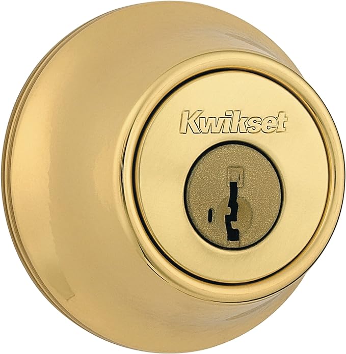 Kwikset 660 Polished Brass Single Cylinder Deadbolt featuring SmartKey Security and Microban Technology