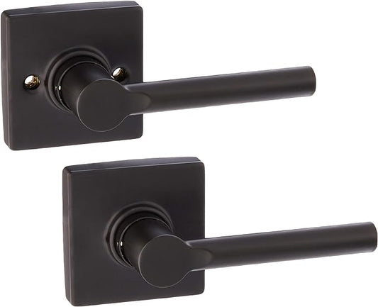 Kwikset Tonebridge Matte Black Hall/Closet Door Lever with Square Rose