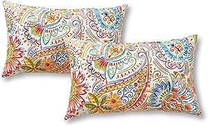 Greendale Home Fashions Jamboree Paisley Lumbar Outdoor Throw Pillow (2-Pack)