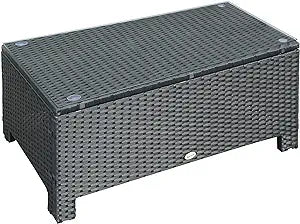 Outsunny Hand-Woven PE Rattan Wicker Outdoor Coffee Table