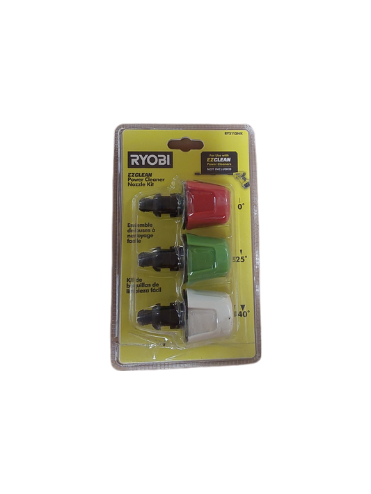 Ryobi EZClean Power Cleaner Nozzle Accessory Kit with Set of 3 Nozzles for Versatile Cleaning Capability